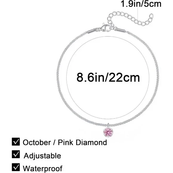 Chic Octobers' Birthstone Anklet – Sparkling Silver & Waterproof for Daily Style - Picture 4 of 7